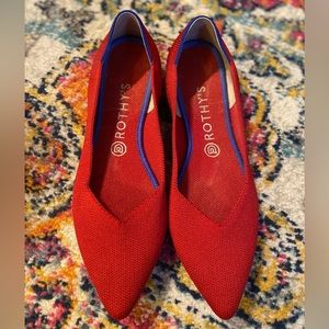 Rothy’s red point flats, Womens 9.5